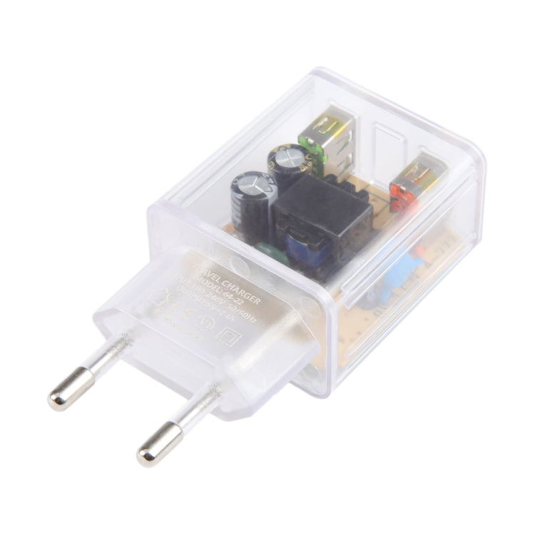 64-22 2A Dual USB Transparent Charger, specification: EU Plug