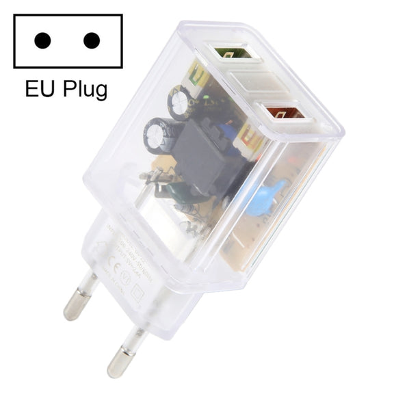 64-22 2A Dual USB Transparent Charger, specification: EU Plug