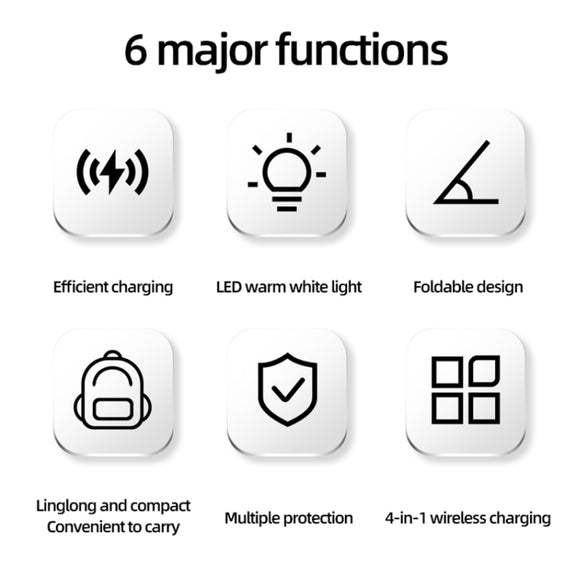 C16 15W 4 in 1 Multifunctional Foldable Magnetic Wireless Charger (White)
