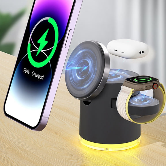 C16 15W 4 in 1 Multifunctional Foldable Magnetic Wireless Charger (White)