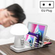 HQ-UD12 Universal 4 in 1 40W QC3.0 3 USB Ports + Wireless Charger Mobile Phone Charging Station with Mushroom Shape LED Light, Length: 1.2m, EU Plug(White) - Multifunction Charger by PMC TechLife | Online Shopping South Africa | PMC TechLife | Buy Now Pay Later Mobicred
