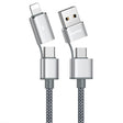REMAX RC-020t 2.4A Aurora Series 4 in 1 8 Pin + USB +2 x Type-C Data Snyc Charging Cable, Cable Length: 1m(Silver) - Multifunction Cable by REMAX | Online Shopping South Africa | PMC TechLife | Buy Now Pay Later Mobicred