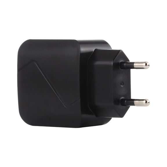 LZ-819A+C QC3.0 USB + PD 18W USB-C / Type-C Interfaces Travel Charger with Indicator Light, EU Plug (Black)