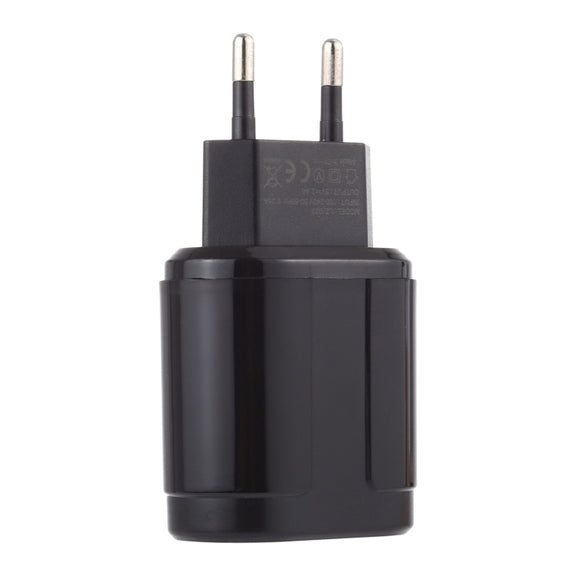 LZ-022 5V 2.4A Dual USB Ports Travel Charger, EU Plug (Black)