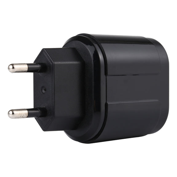 LZ-022 5V 2.4A Dual USB Ports Travel Charger, EU Plug (Black)
