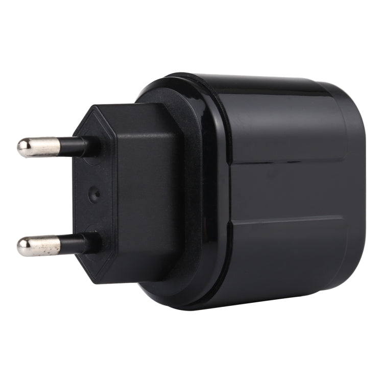 LZ-022 5V 2.4A Dual USB Ports Travel Charger, EU Plug (Black)