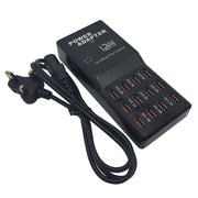 W-858 12A 12 Ports USB Fast Charging Dock Desktop Smart Charger AC100-240V, UK Plug (Black)