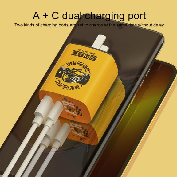 ROCK T42 PD 20W USB + TypeC / USB-C Dual Ports Fast Charging Travel Charger, CN Plug (Orange)