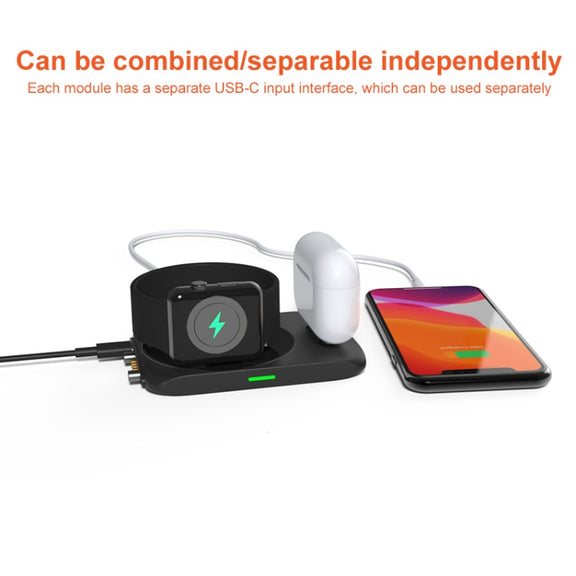 W8 4 In 1 Wireless Charger Holder Charging Station for iPhone / Apple Watch / AirPods