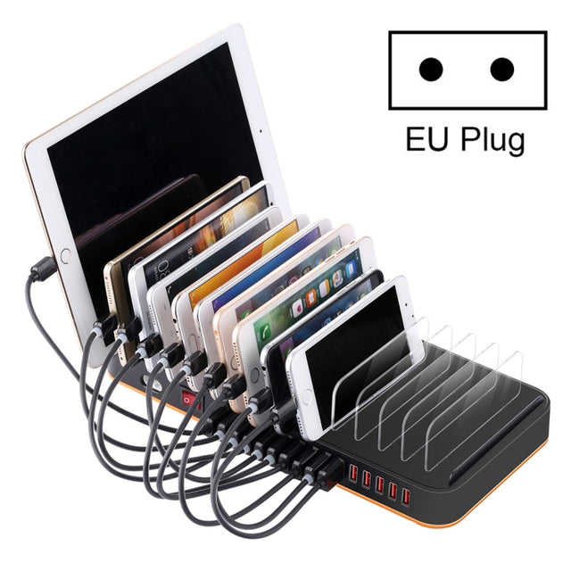 WLX-815 100W 15 Ports USB Fast Charging Dock Smart Charger with Phone & Tablet Holder, EU Plug