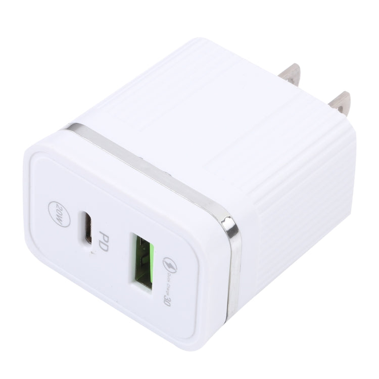 46-A2C2 20W PD + QC3.0 USB Multifunction Fast Charger,US Plug(White)