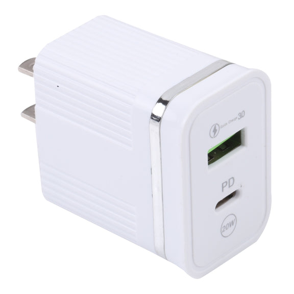 46-A2C2 20W PD + QC3.0 USB Multifunction Fast Charger,US Plug(White)