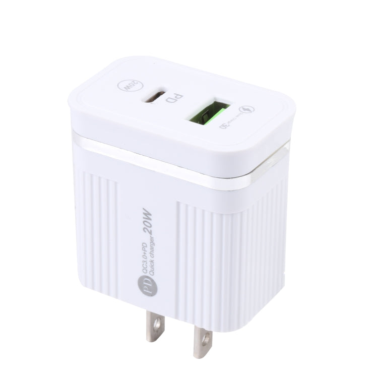 46-A2C2 20W PD + QC3.0 USB Multifunction Fast Charger,US Plug(White)
