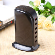 853L 30W 6 Ports USB Fast Charging Dock Smart Charger AC100-240V (Black)