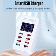A8 50W 8 Ports USB + QC3.0 Smart Charging Station with Digital Display AC100-240V, US Plug