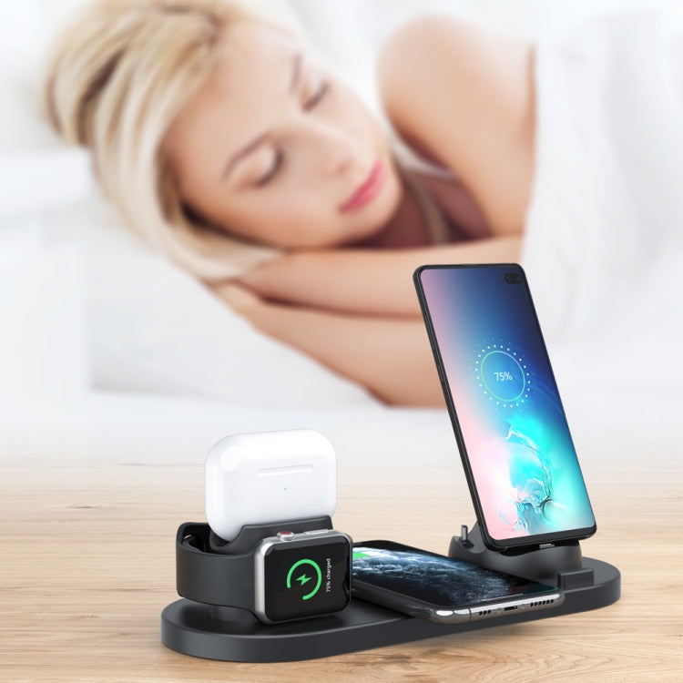 HQ-UD15-upgraded 6 in 1 Wireless Charger For iPhone, Apple Watch, AirPods and Other Android Phones(Black) - Wireless Charger by PMC TechLife | Online Shopping South Africa | PMC TechLife