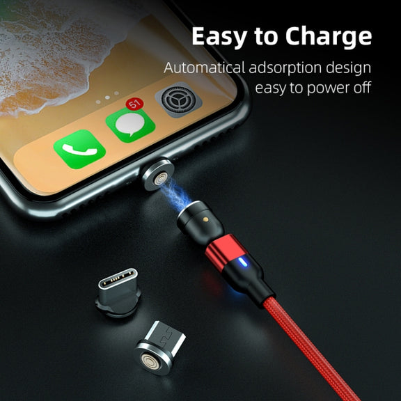 1m 3A Output 3 in 1 USB to 8 Pin + USB-C / Type-C + Micro USB 540 Degree Rotating Magnetic Data Sync Charging Cable(Purple)