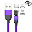 2m 3A Output 3 in 1 USB to 8 Pin + USB-C / Type-C + Micro USB 540 Degree Rotating Magnetic Data Sync Charging Cable(Purple) - Charging Cable & Head by PMC TechLife | Online Shopping South Africa | PMC TechLife | Buy Now Pay Later Mobicred