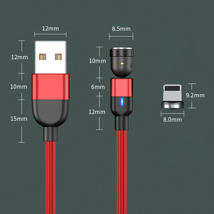 1m 3A Output USB to 8 Pin 540 Degree Rotating Magnetic Data Sync Charging Cable(Red)