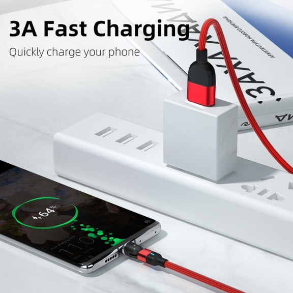 1m 3A Output USB to 8 Pin 540 Degree Rotating Magnetic Data Sync Charging Cable(Red)