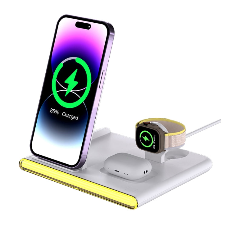 C27 15W 4 in 1 Foldable Magnetic Wireless Charger with Ambient Light (White) - Wireless Charger by PMC Jewellery | Online Shopping South Africa | PMC Jewellery | Buy Now Pay Later Mobicred