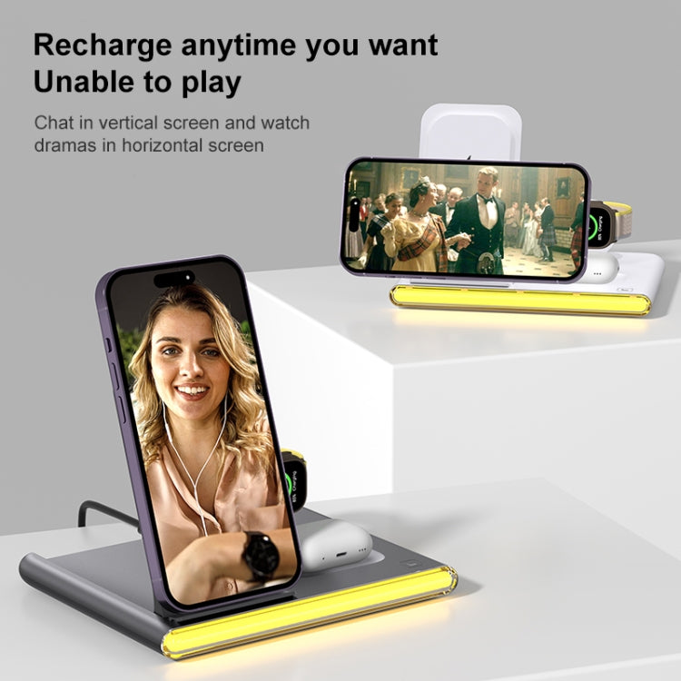 C27 15W 4 in 1 Foldable Magnetic Wireless Charger with Ambient Light (White) - Wireless Charger by PMC Jewellery | Online Shopping South Africa | PMC Jewellery | Buy Now Pay Later Mobicred