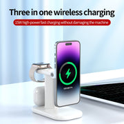 JJT-A70 15W 3 in 1 Multifunctional Magnetic Wireless Charging Holder (White)