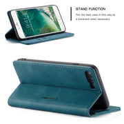 CaseMe-013 Multifunctional Retro Frosted Horizontal Flip Leather Case for iPhone 7 Plus / 8 Plus, with Card Slot & Holder & Wallet(Blue)
