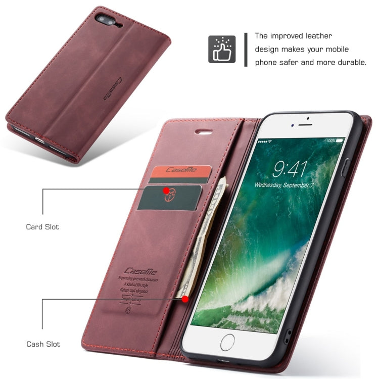 CaseMe-013 Multifunctional Retro Frosted Horizontal Flip Leather Case for iPhone 7 Plus / 8 Plus, with Card Slot & Holder & Wallet(Khaki)