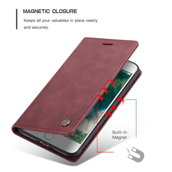 CaseMe-013 Multifunctional Retro Frosted Horizontal Flip Leather Case for iPhone 7 Plus / 8 Plus, with Card Slot & Holder & Wallet(Khaki)