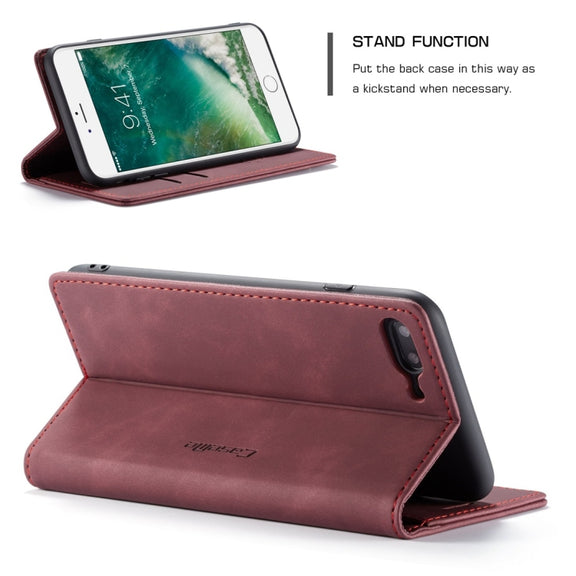 CaseMe-013 Multifunctional Retro Frosted Horizontal Flip Leather Case for iPhone 7 Plus / 8 Plus, with Card Slot & Holder & Wallet(Khaki)