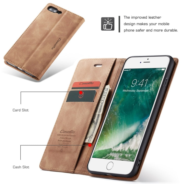 CaseMe-013 Multifunctional Retro Frosted Horizontal Flip Leather Case for iPhone 7 Plus / 8 Plus, with Card Slot & Holder & Wallet(Brown) - More iPhone Cases by CaseMe | Online Shopping South Africa | PMC Jewellery | Buy Now Pay Later Mobicred