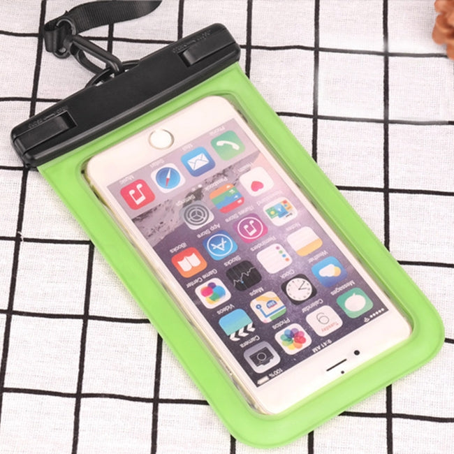 PVC Transparent Universal IPX8 Water-resistant Bag with Lanyard for Smart Phones below 6.3 inch (Green)