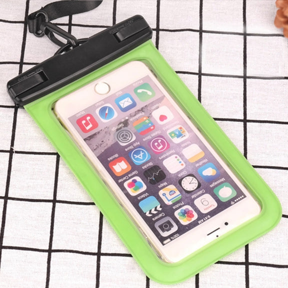 PVC Transparent Universal IPX8 Water-resistant Bag with Lanyard for Smart Phones below 6.3 inch (Green)