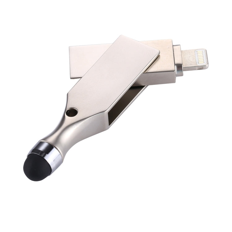 RQW-10E 2 in 1 USB 2.0 & 8 Pin 64GB Flash Drive with Stylus Pen, for iPhone & iPad & iPod & Most Android Smartphones & PC Computer