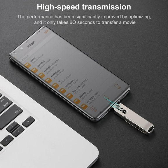 RQW-10X 3 in 1 USB 2.0 & 8 Pin & USB-C / Type-C 32GB Flash Drive, for iPhone & iPad & iPod & Most Android Smartphones & PC Computer