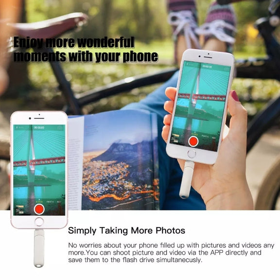 RQW-10X 3 in 1 USB 2.0 & 8 Pin & USB-C / Type-C 128GB Flash Drive, for iPhone & iPad & iPod & Most Android Smartphones & PC Computer