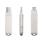 RQW-10X 3 in 1 USB 2.0 & 8 Pin & USB-C / Type-C 16GB Flash Drive, for iPhone & iPad & iPod & Most Android Smartphones & PC Computer