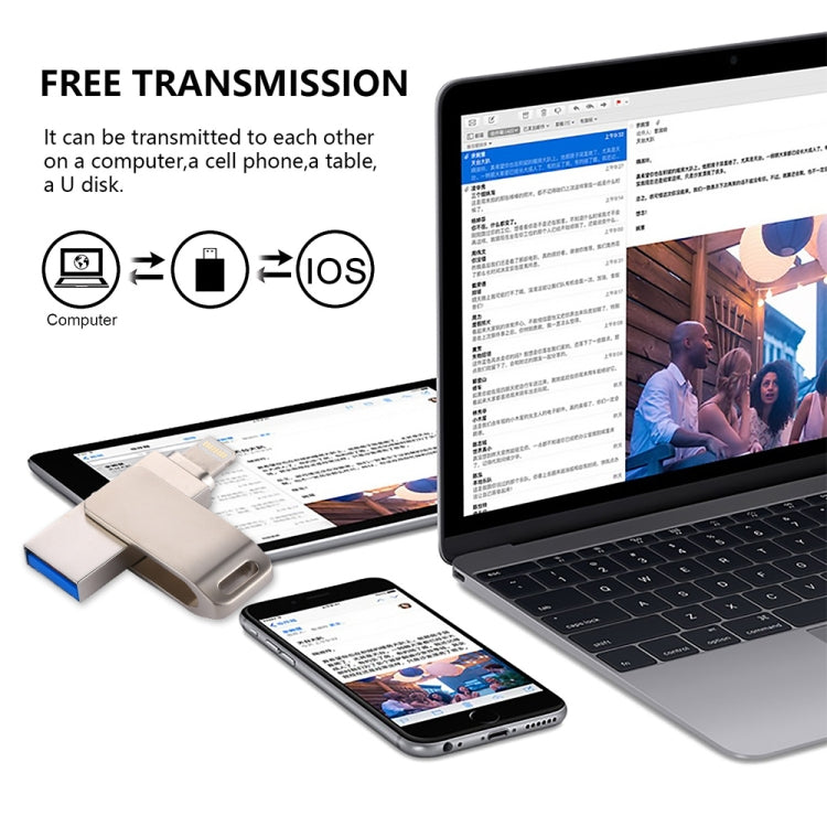 RQW-10G 2 in 1 USB 2.0 & 8 Pin 16GB Flash Drive, for iPhone & iPad & iPod & Most Android Smartphones & PC Computer