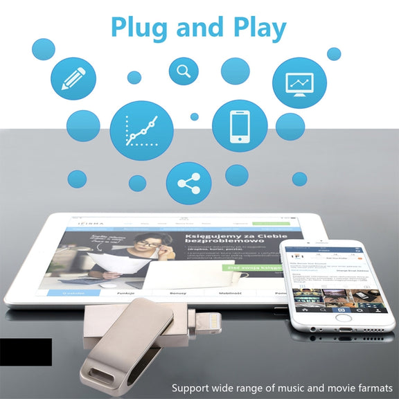 RQW-10G 2 in 1 USB 2.0 & 8 Pin 16GB Flash Drive, for iPhone & iPad & iPod & Most Android Smartphones & PC Computer