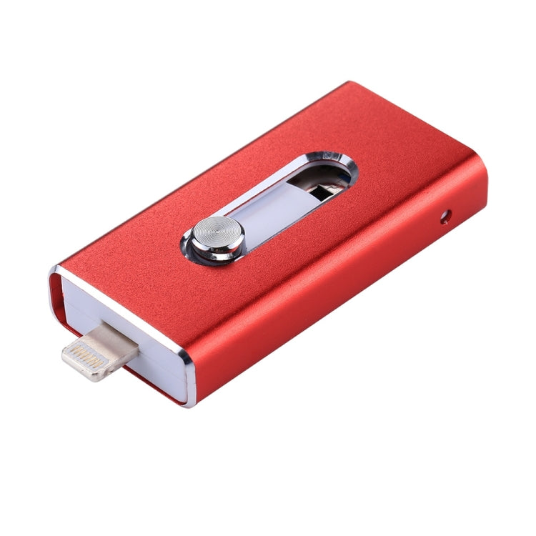 RQW-02 3 in 1 USB 2.0 & 8 Pin & Micro USB 64GB Flash Drive(Red)