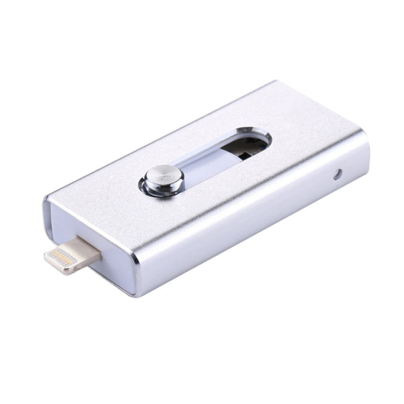 RQW-02 3 in 1 USB 2.0 & 8 Pin & Micro USB 64GB Flash Drive(Silver)