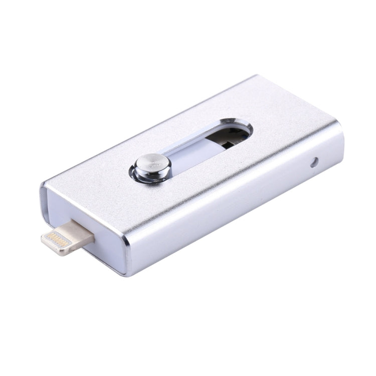 RQW-02 3 in 1 USB 2.0 & 8 Pin & Micro USB 128GB Flash Drive(Silver)