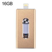RQW-02  3 in 1 USB 2.0 & 8 Pin & Micro USB 16GB Flash Drive(Gold)