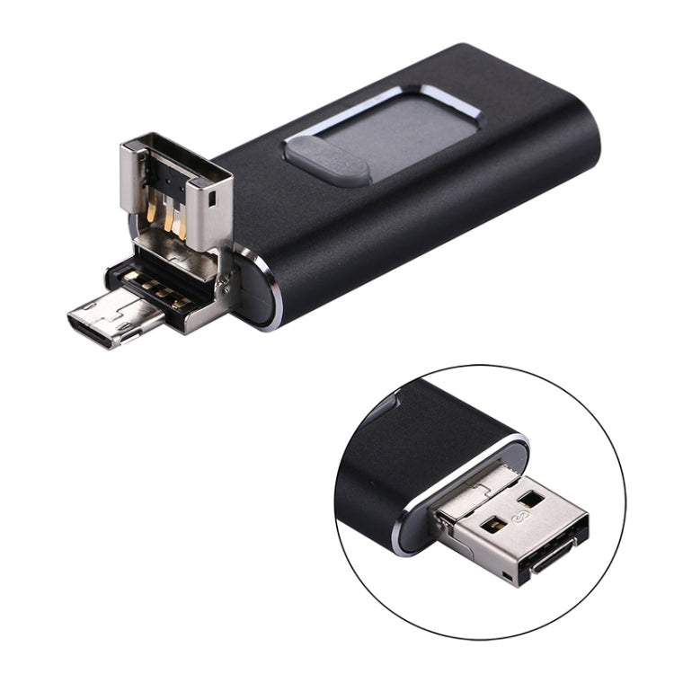 easyflash RQW-01B 3 in 1 USB 2.0 & 8 Pin & Micro USB 64GB Flash Drive(Black)