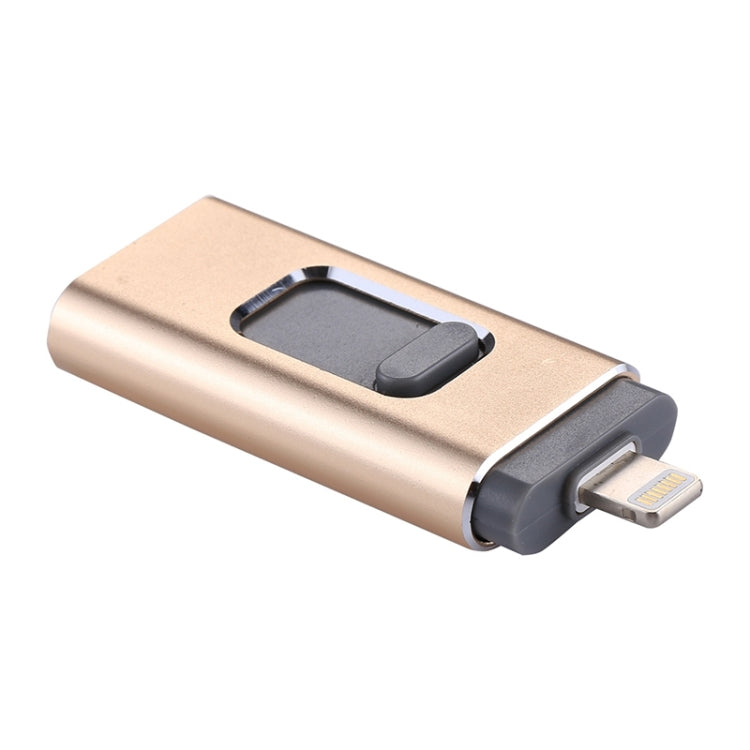 easyflash RQW-01B 3 in 1 USB 2.0 & 8 Pin & Micro USB 64GB Flash Drive(Gold) - free shipping - PMC Jewellery - Order now!