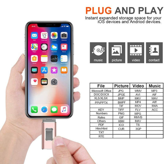 easyflash RQW-01B 3 in 1 USB 2.0 & 8 Pin & Micro USB 64GB Flash Drive(Silver)