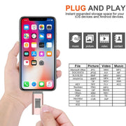 easyflash RQW-01B 3 in 1 USB 2.0 & 8 Pin & Micro USB 128GB Flash Drive(Silver)