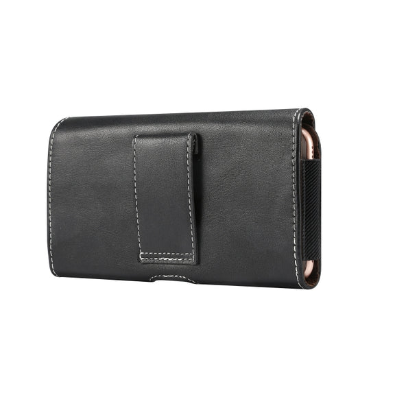 Men Lambskin Texture Multi-functional Universal Mobile Phone Waist Pack Leather Case for 6.0 Inch or Below Smartphones (Black)