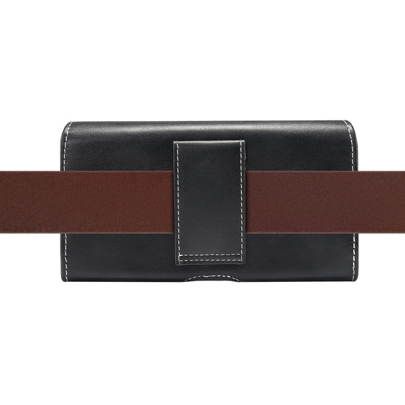 Men Lambskin Texture Multi-functional Universal Mobile Phone Waist Pack Leather Case for 6.0 Inch or Below Smartphones (Black)